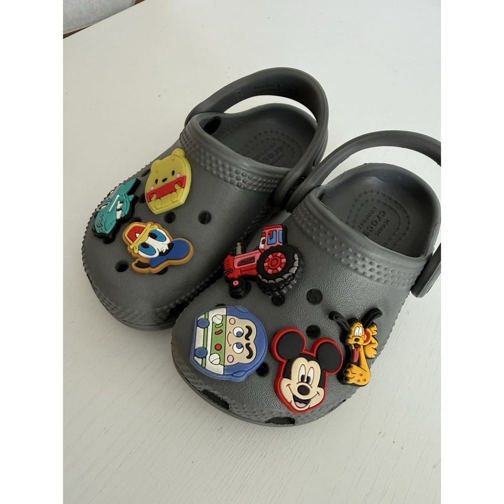 Crocs Unisex Kids Gray Classic Clog Size C5 C 5 Toddler Mickey Mater Donald Buzz